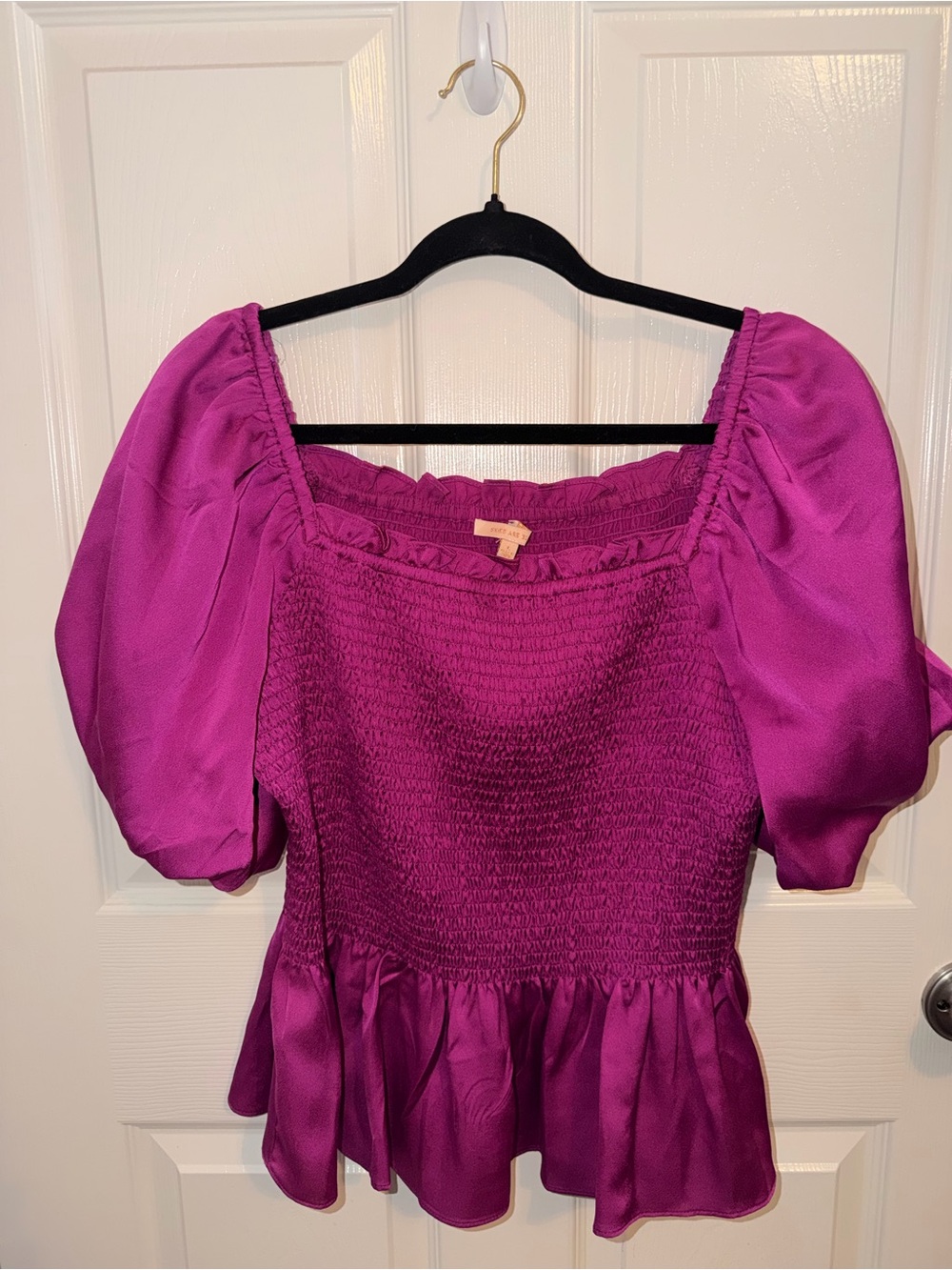 Skies Are Blue Magenta Smocked Peplum Top